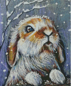 Rabbit In Snow Diamond Paintings