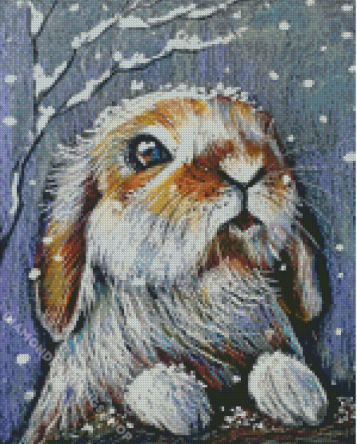 Rabbit In Snow Diamond Paintings