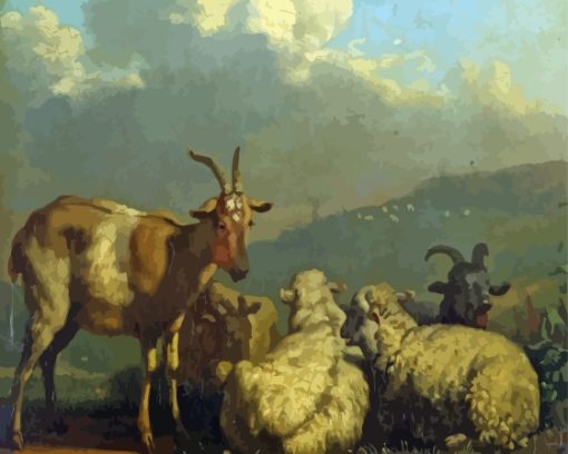 Sheep And Goat Art Diamond Painting