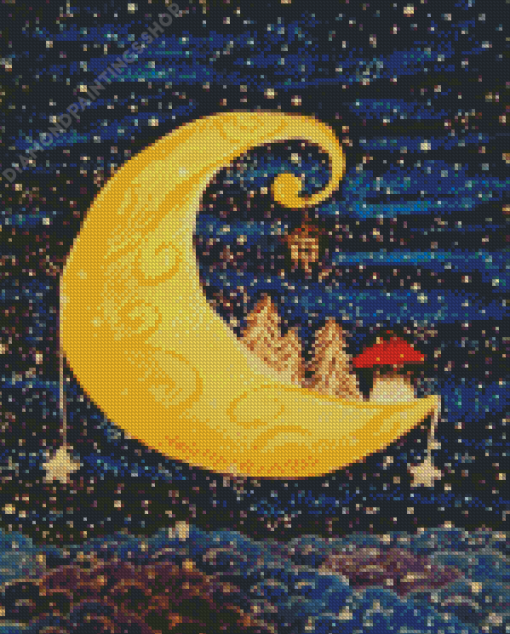 Snow Christmas Moon Diamond Paintings