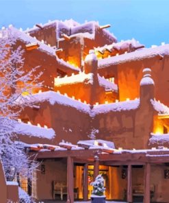 Snowy Santa Fe City Diamond Painting