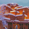 Snowy Santa Fe City Diamond Paintings