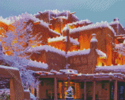 Snowy Santa Fe City Diamond Paintings