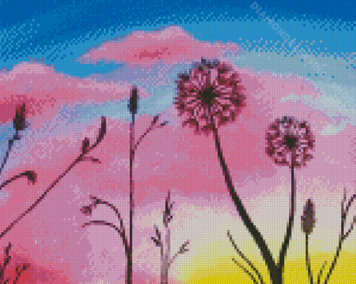 Sunset Dandelions Art Diamond Paintings