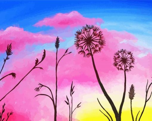 Sunset Dandelions Art Diamond Painting