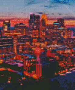 Twin Cities By Night Diamond Paintings