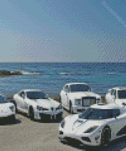 White Koenigsegg Agera Cars Diamond Paintings