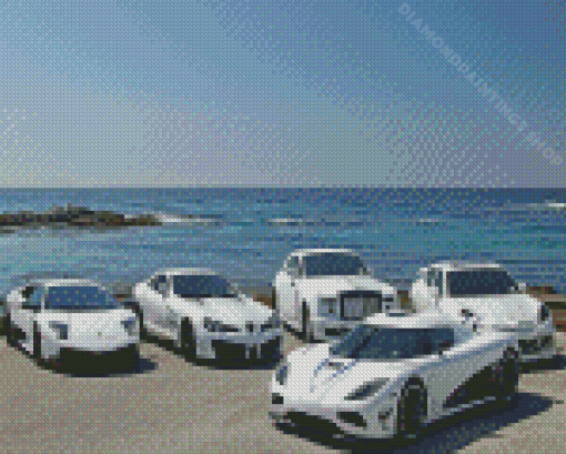 White Koenigsegg Agera Cars Diamond Paintings