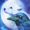 Wolf And Raven Moon Diamond Painting