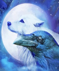 Wolf And Raven Moon Diamond Painting