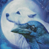 Wolf And Raven Moon Diamond Paintings