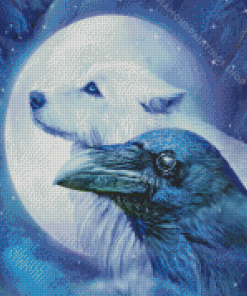 Wolf And Raven Moon Diamond Paintings