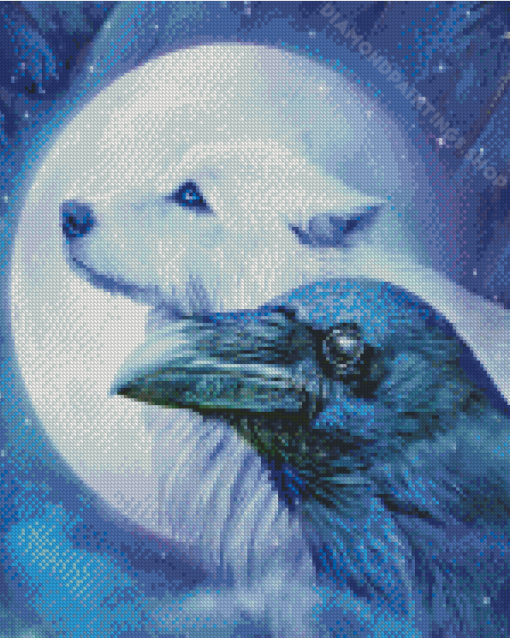 Wolf And Raven Moon Diamond Paintings