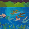 Women Swimming In Sea Diamond Paintings