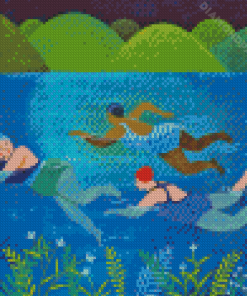 Women Swimming In Sea Diamond Paintings