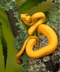 Yellow Snake On Tree Diamond Painting