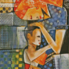 Abstract Cubism Asian Mother And Child Diamond Paintings