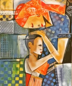Abstract Cubism Asian Mother And Child Diamond Painting