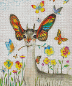 Aesthetic Deer With Butterfly Diamond Paintings