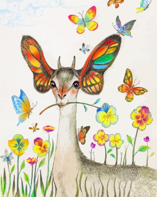 Aesthetic Deer With Butterfly Diamond Painting