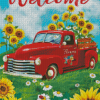 Aesthetic Sunflower In Truck Diamond Paintings