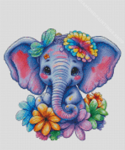 Floral Elephant Baby Diamond Paintings
