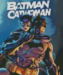 Batman With Catwoman Cartoon Poster Diamond Paintings