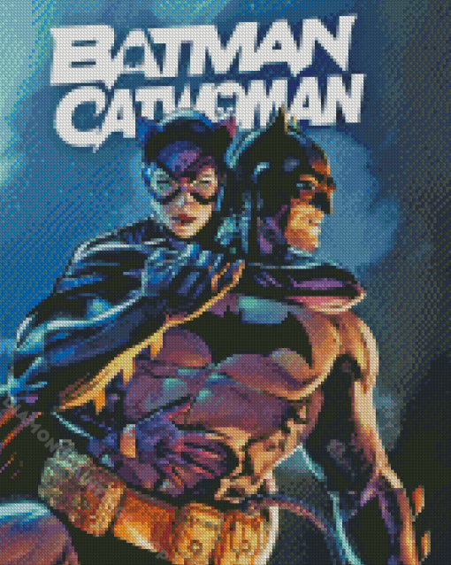 Batman With Catwoman Cartoon Poster Diamond Paintings