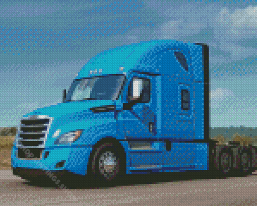 Blue Freightliner Truck Diamond Paintings