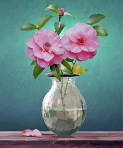 Camellia Flowers Vase Diamond Painting