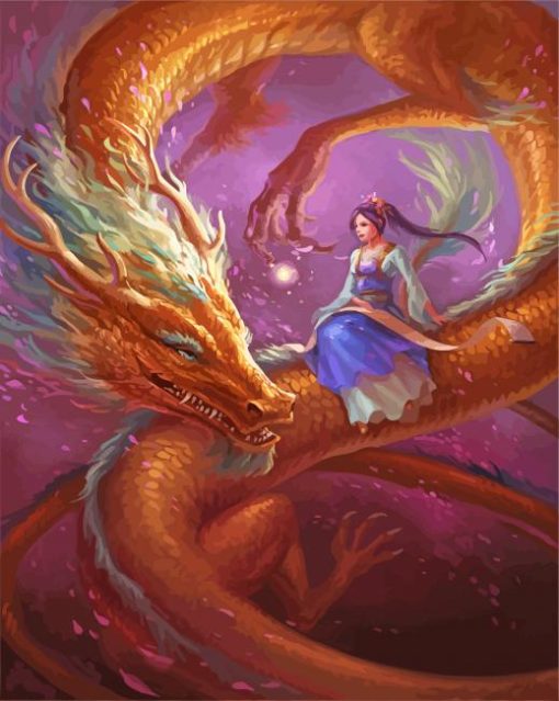 Chinese Dragon And Woman Diamond Painting