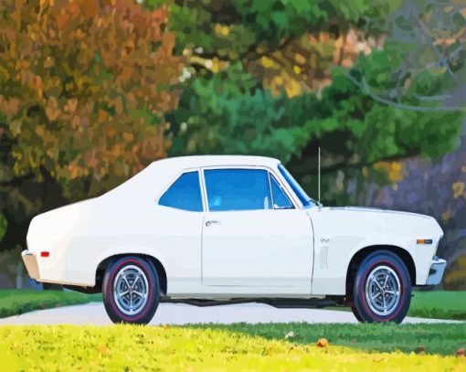 Classic White Chevrolet Nova Diamond Painting