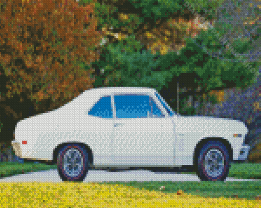 Classic White Chevrolet Nova Diamond Paintings