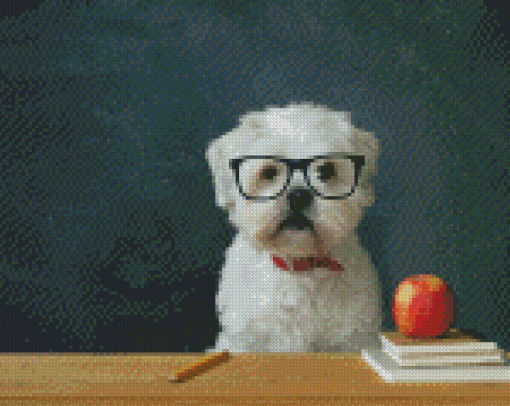 Dog Wearing Glasses Diamond Paintings