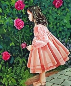 Girl In Pink Dress Diamond Painting