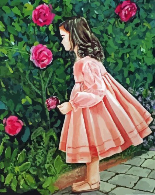 Girl In Pink Dress Diamond Painting