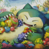 Happy Snorlax Diamond Paintings