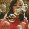 Little Girl Blowing Bubbles Diamond Paintings