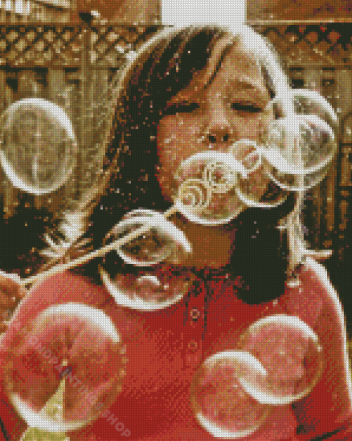 Little Girl Blowing Bubbles Diamond Paintings