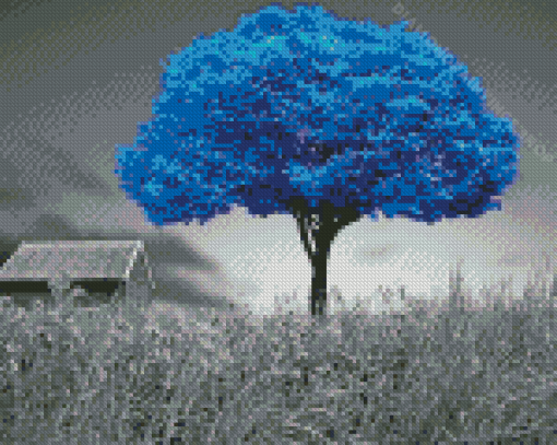Monochrome Blue Tree Diamond Paintings