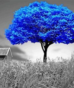 Monochrome Blue Tree Diamond Painting