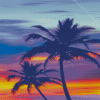 Palm Tree Purple Sunset Diamond Paintings