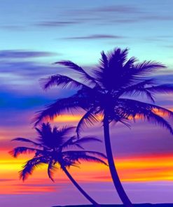 Palm Tree Purple Sunset Diamond Painting