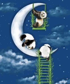 Pandas On Moon Art Diamond Painting