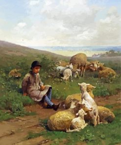 Sheep Farmer Boy Diamond Painting