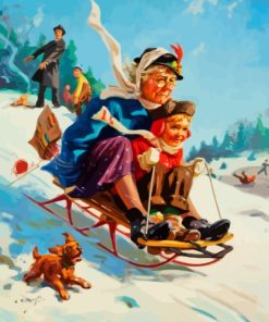 Sledding With Grandma Diamond Painting