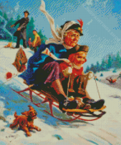 Sledding With Grandma Diamond Paintings