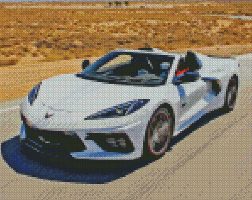 White C8 Convertible Corvette Diamond Paintings