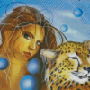 Woman And Tiger Luc Genot Diamond Paintings