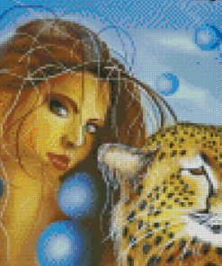 Woman And Tiger Luc Genot Diamond Paintings